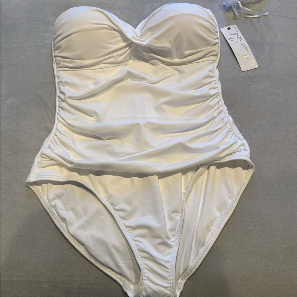 Anne Cole White Strapless Swimsuit, Size 10, NWT